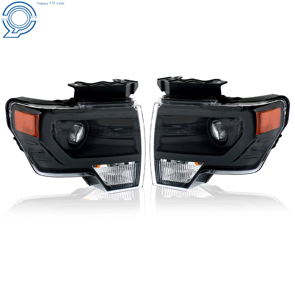 Set of 2 Black Projector Headlights for Ford F150 (2013-2014)