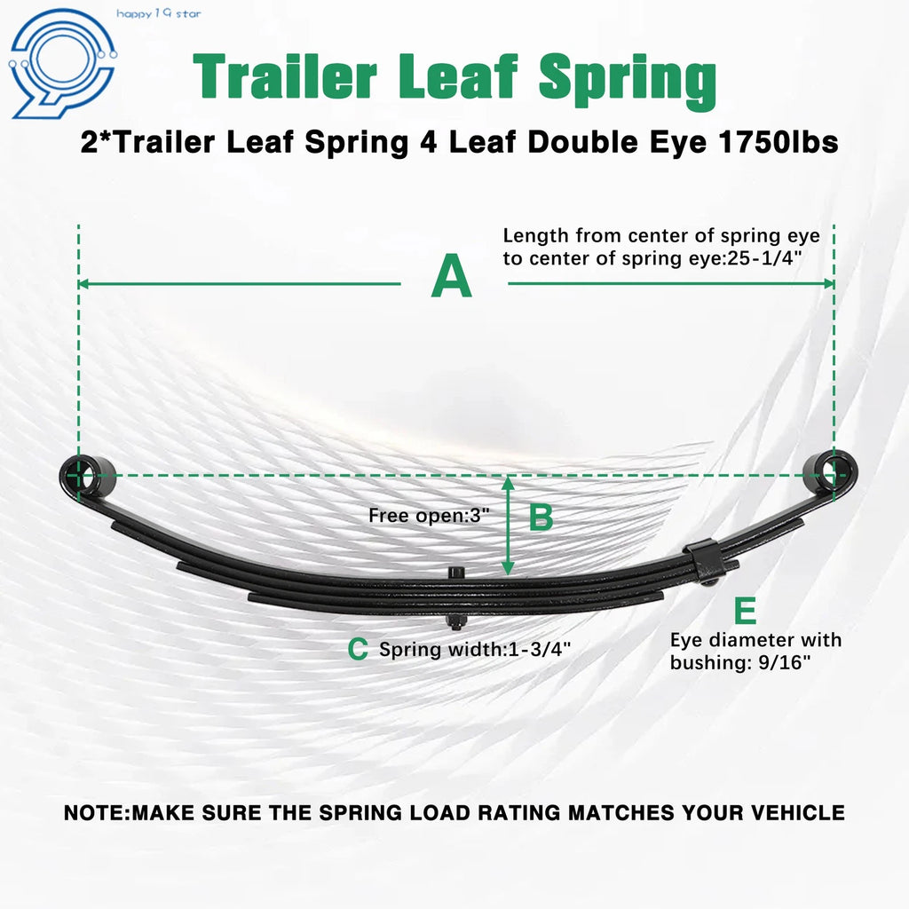2X 1750lb Capacity 4 Leaf Double Eye Spring for Make Model