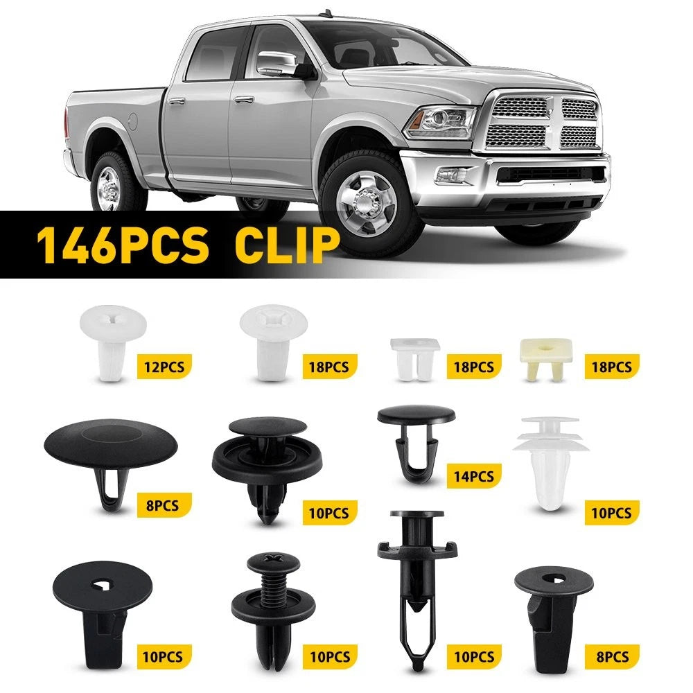 146 PCS Fender Door Hood Bumper Trim Clips for Toyota