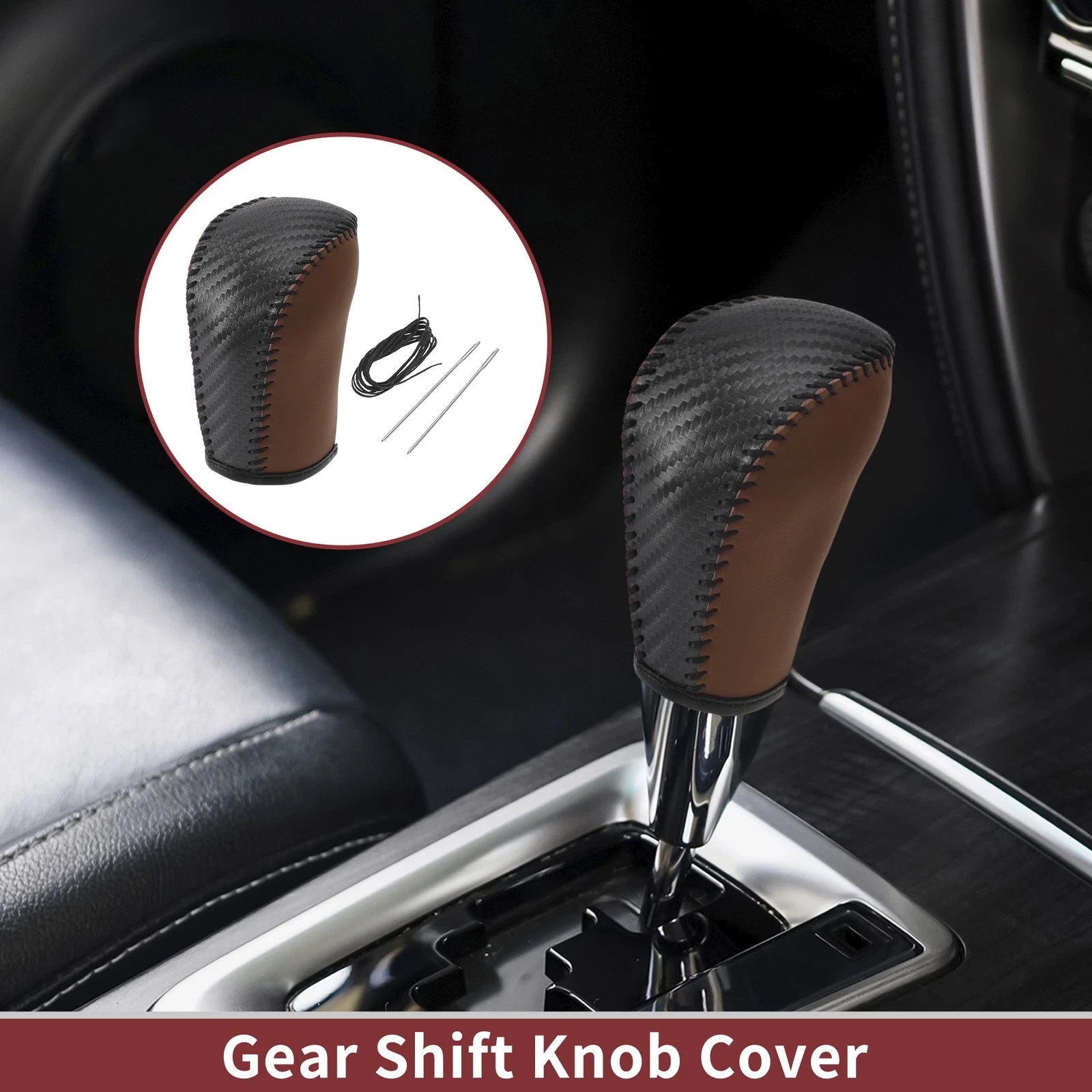 1Pc Gear Shift Knob Cover for Subaru Forester (2006–2012) Brown Faux Leather