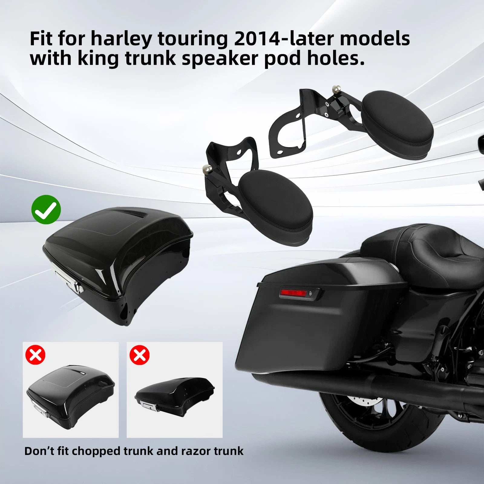 Adjustable Black Passenger Armrests for Harley Electra Street Glide (2014–Up)