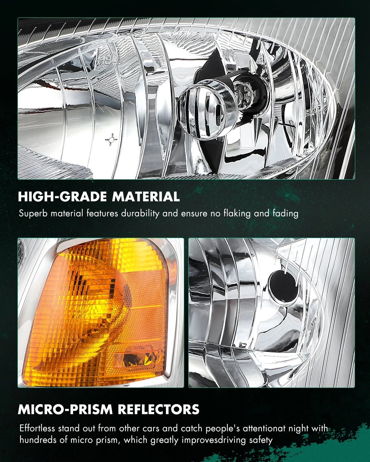 Chrome Housing Headlight Assembly Pair for GMC Envoy/Jimmy (2002–2009)