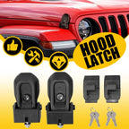 Hood Latch Lock Catch Kit for Jeep Wrangler JL JLU Gladiator JT (2018–2023)