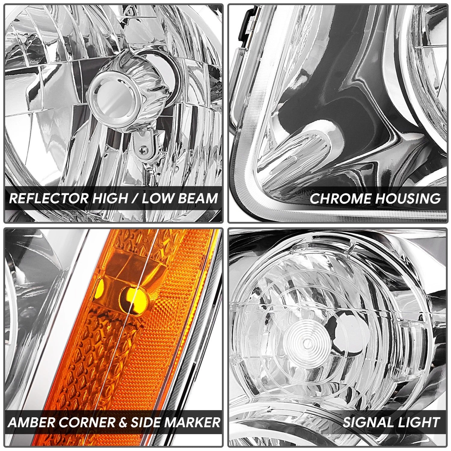Factory Style Chrome Housing Amber Corner Headlights for GMC Yukon XL 1500 (2007–2014)