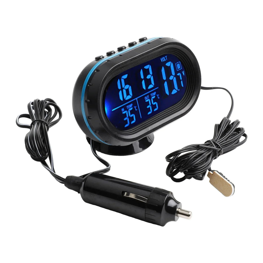 12V Car Clock Thermometer Voltmeter Gauge for Cars