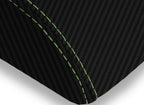 Console Lid Armrest Cover for Ford Explorer (2011–2019) Carbon Fiber Green Stitch