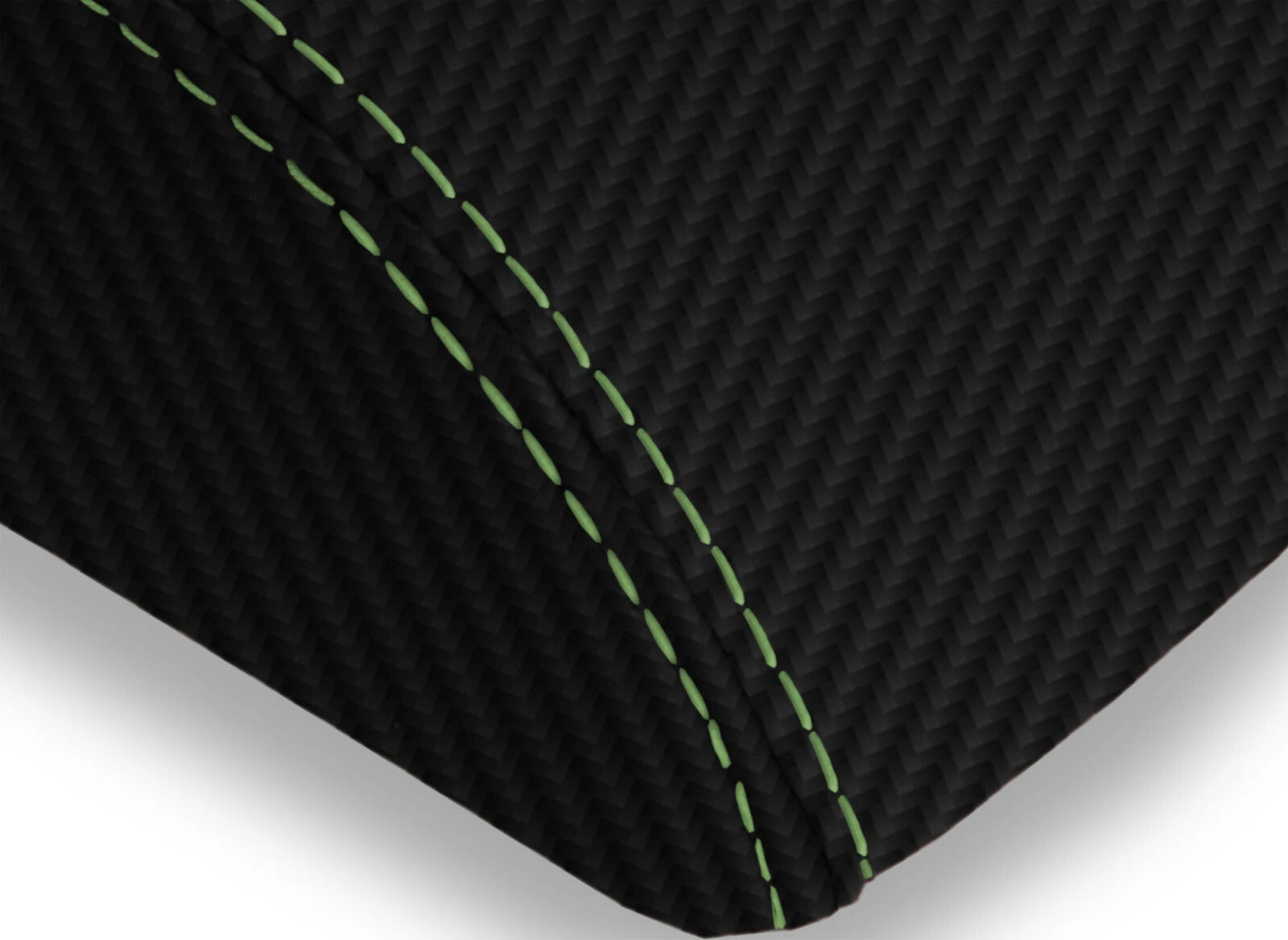Console Lid Armrest Cover for Ford Explorer (2011–2019) Carbon Fiber Green Stitch