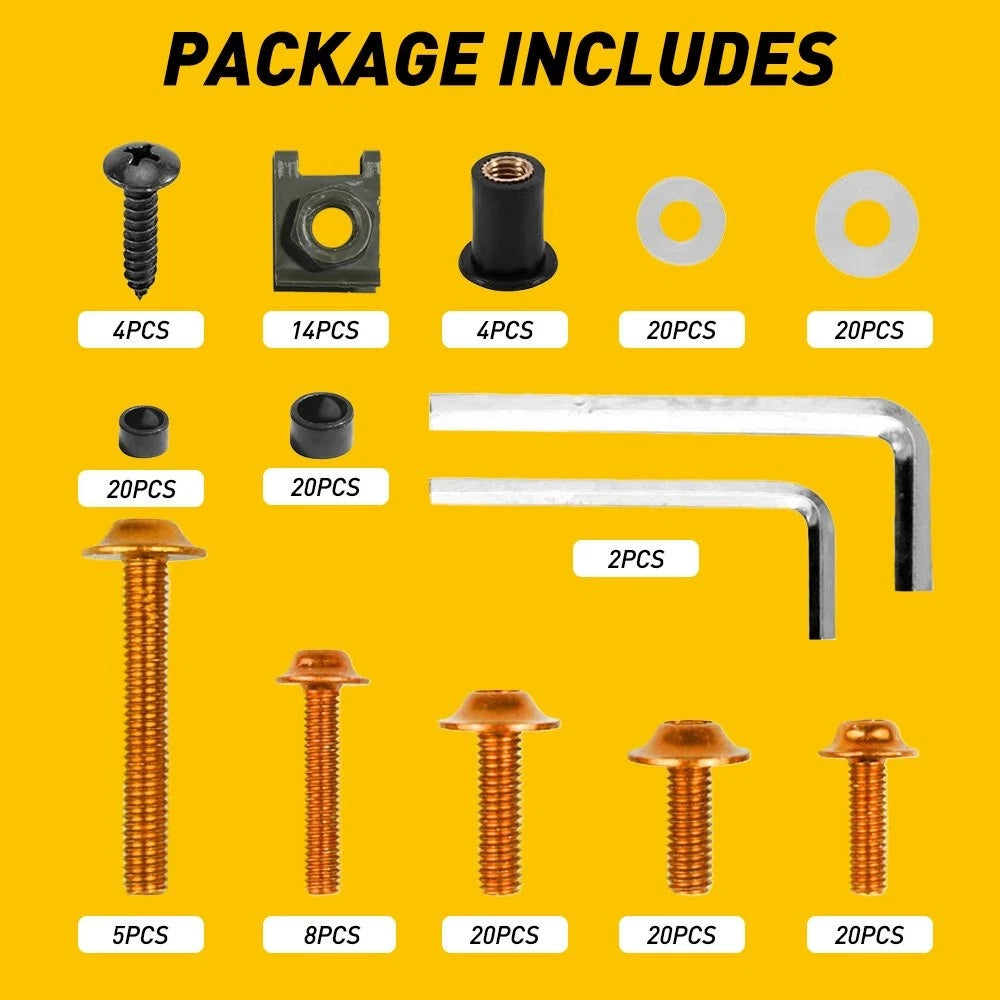177Pcs Fairing Bolt Screws Kit for Kawasaki Ninja ZX6R ZX7R ZX9R ZX12R ZX14