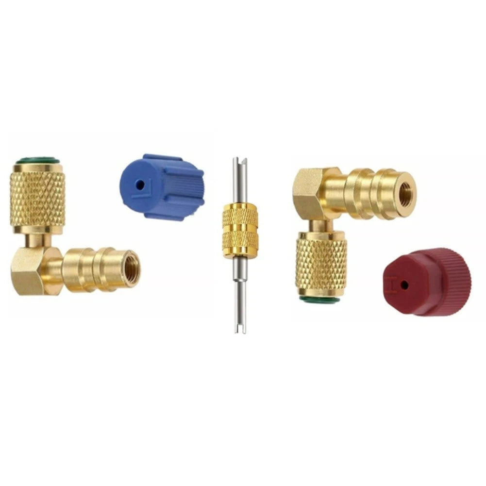 AC R12 to R134A Adapter Kit for Universal Vehicles (90 Degree Brass)