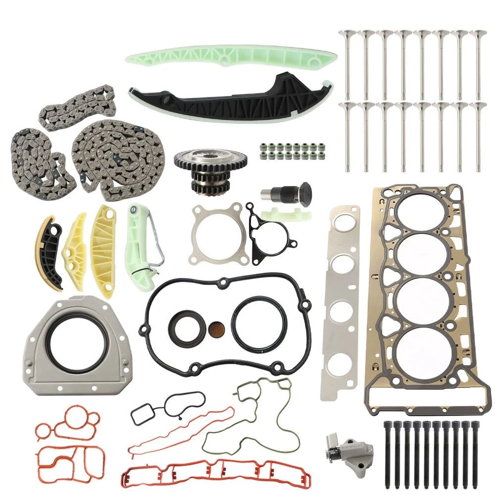Timing Chain Head Gasket Set with Intake Exhaust Valves for Audi A3 A5 (2008–2016)