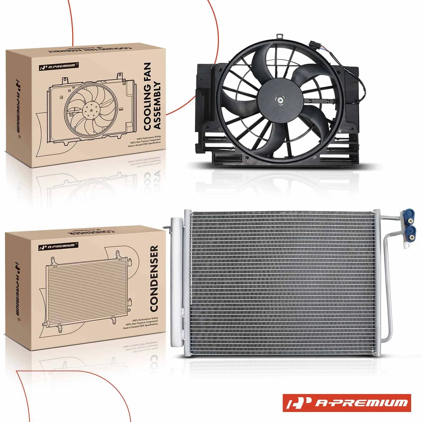 AC condenser and cooling fan assembly kit for BMW X5 (1999–2006)