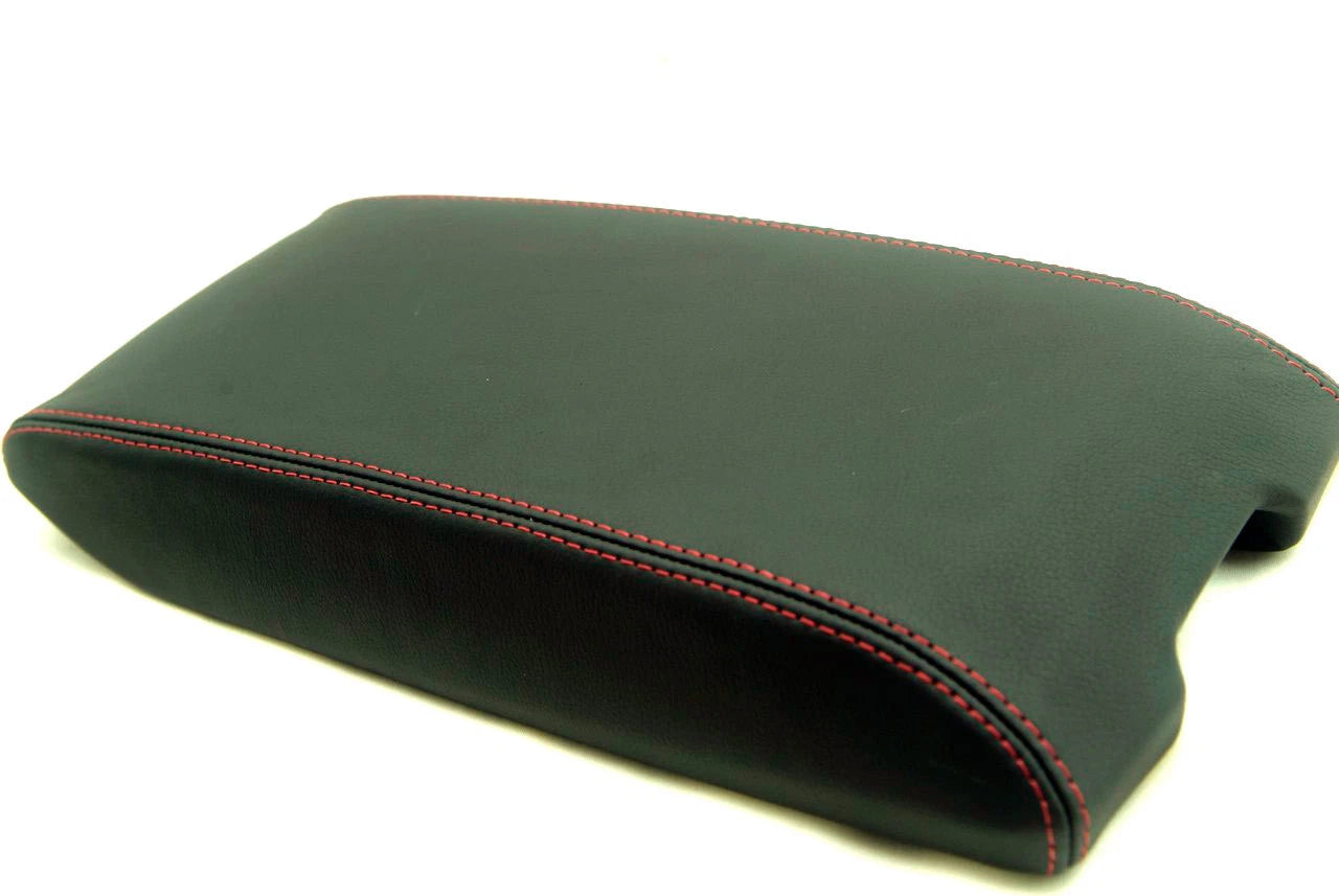Leather Synthetic Console Armrest Cover for Chrysler 300 (2005–2007) Red Stitch