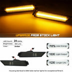 Set of 2 LED Black Lens Front Amber Side Marker Lights for Chevy Camaro (2010–2015)