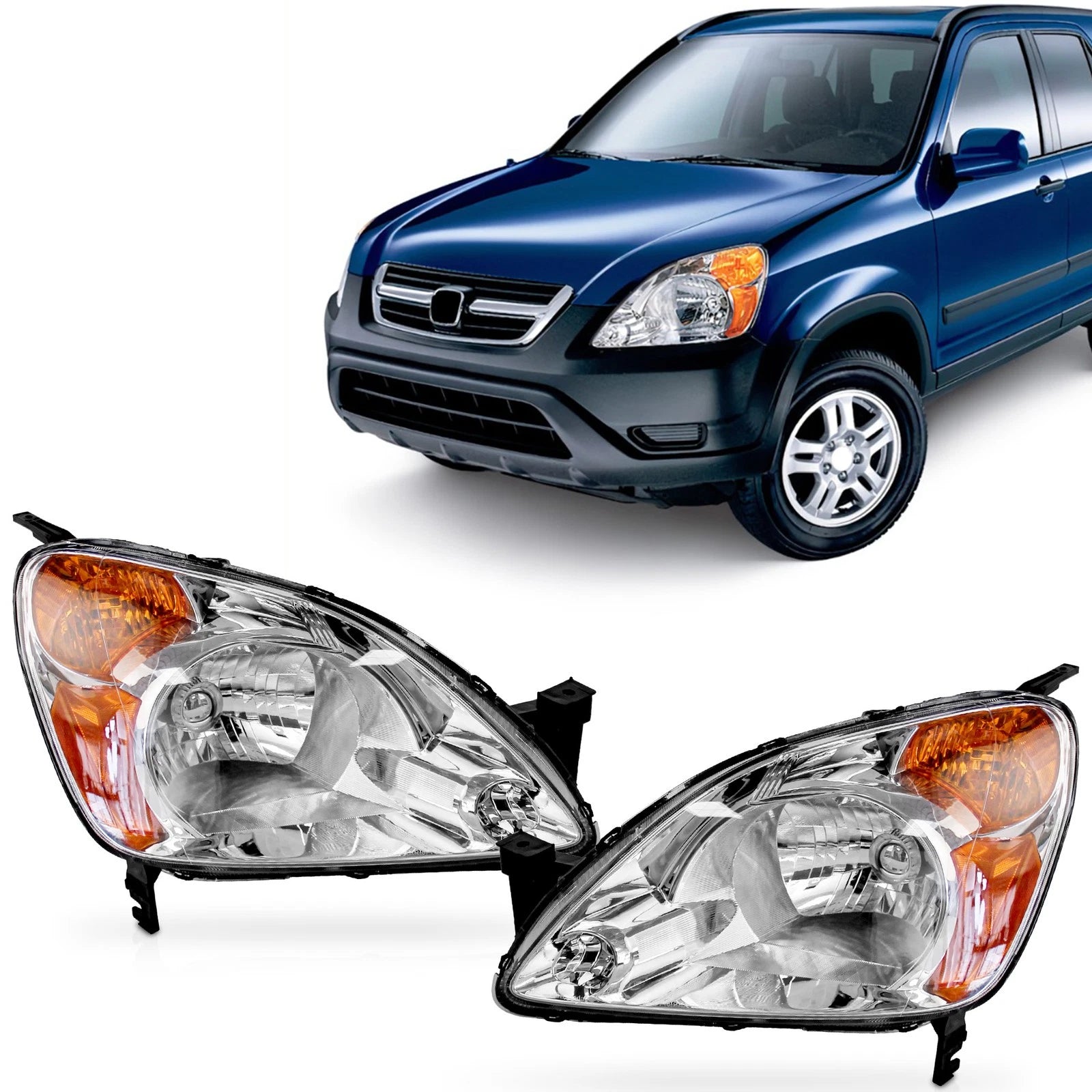 Pair Halogen Headlights for Honda CR-V (2002–2004)