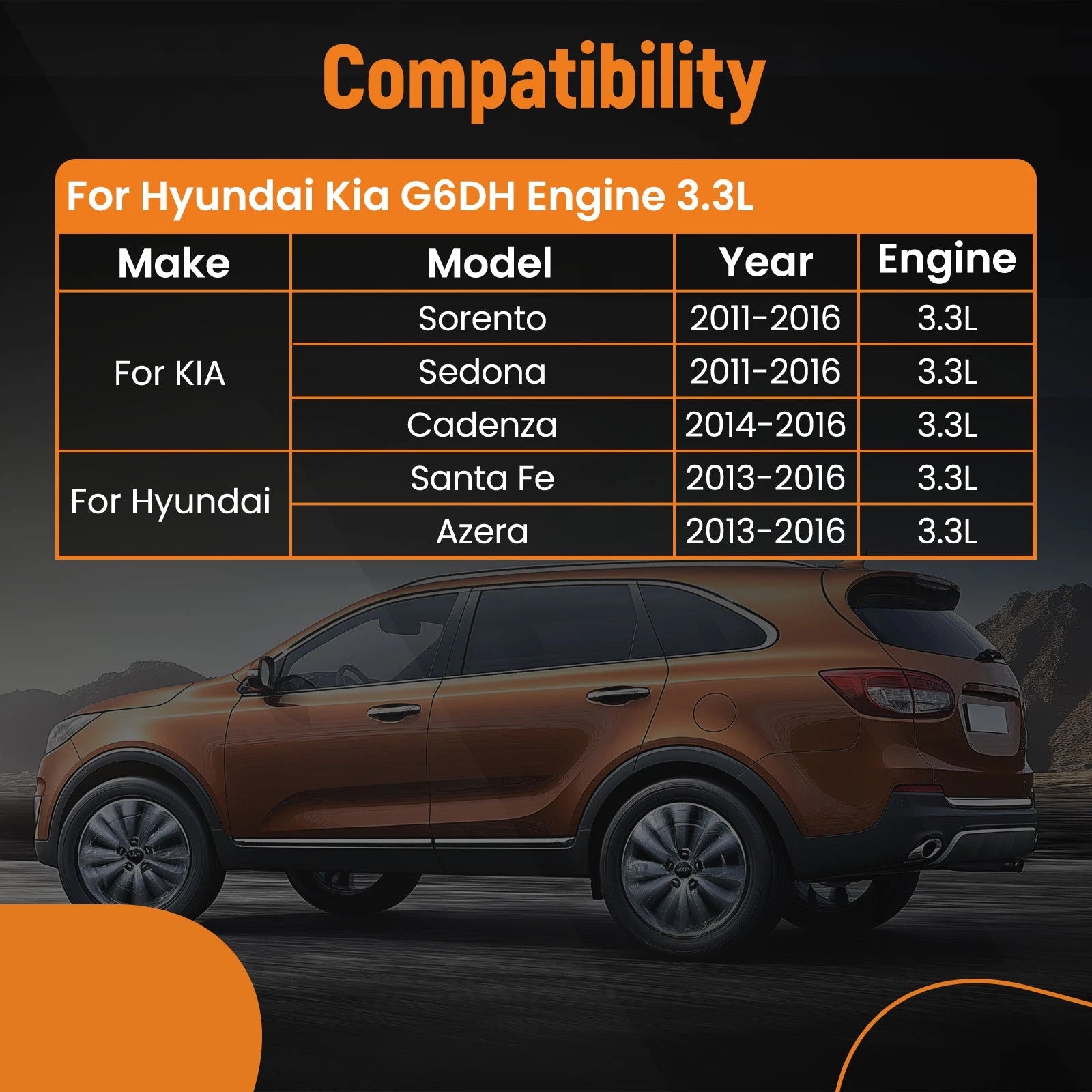 Crankshaft & Main Rod Bearings for Hyundai Kia Sorento (2011–2016)