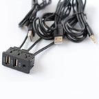 Dual USB 2.0 Car Charger with 3.3mm AUX Extension Cords