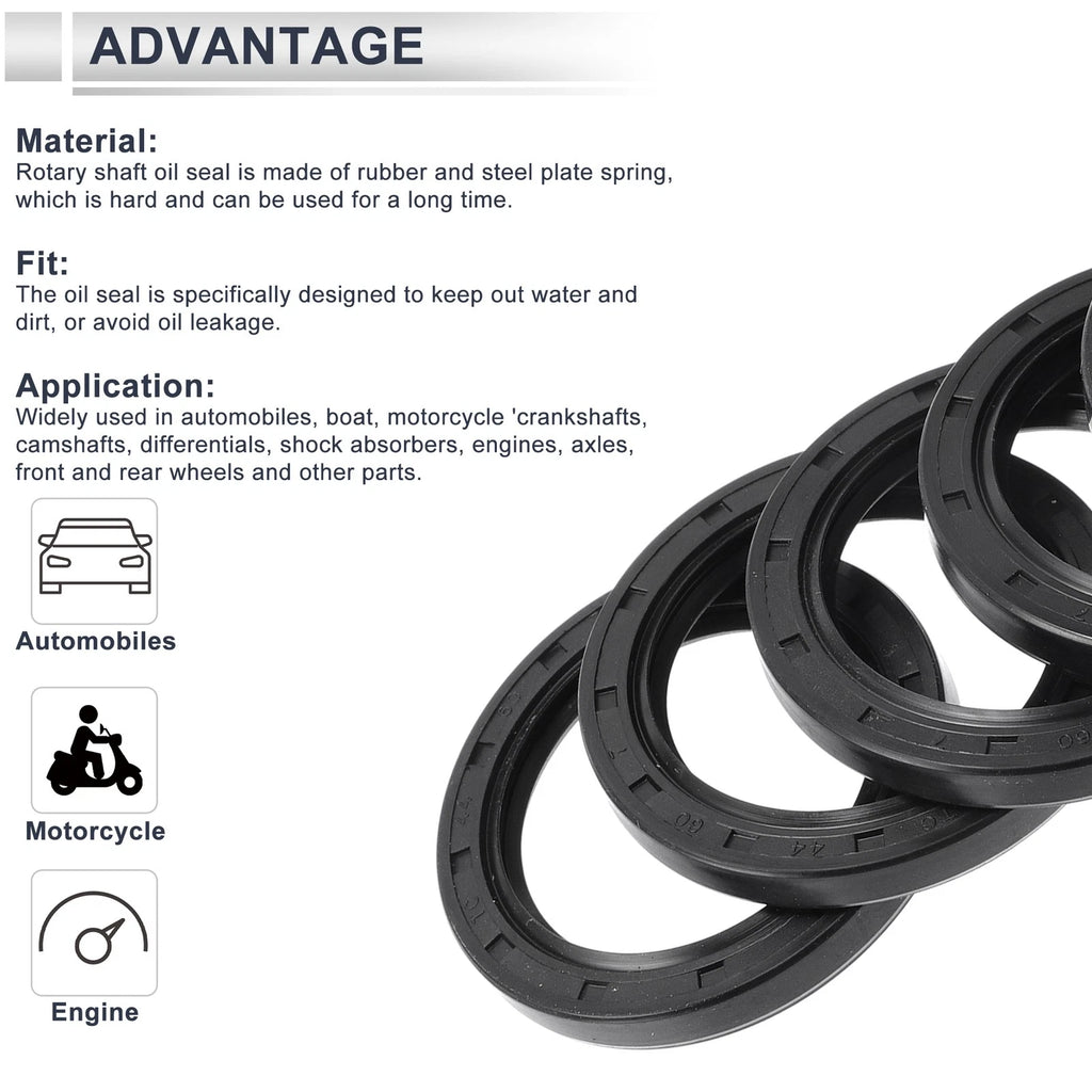 Set of 5 Oil Seal Rotary Shaft Seal Nitrile Rubber 44x60x7mm