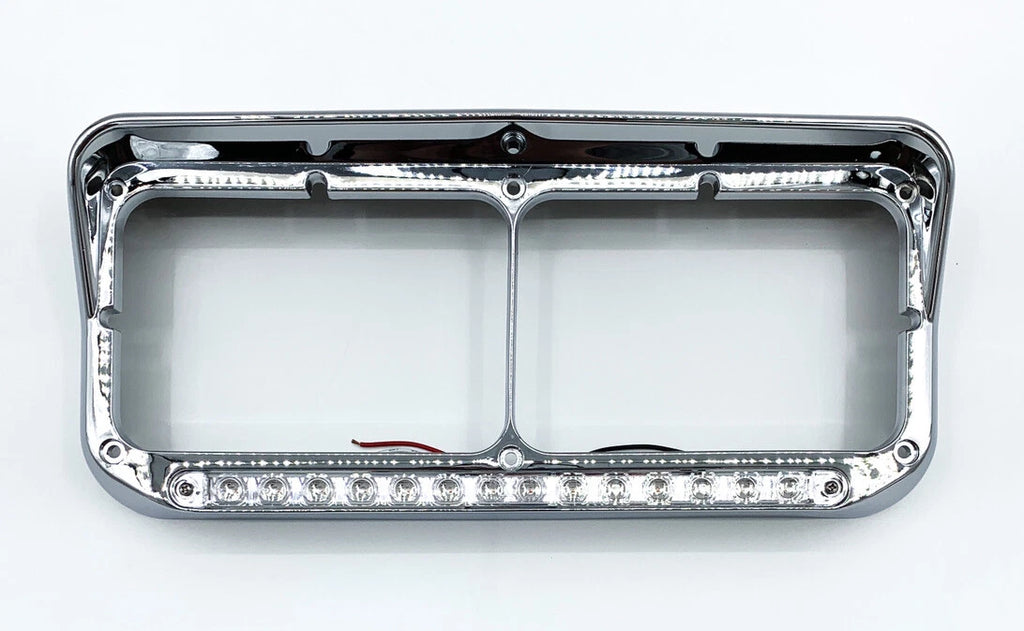 Headlight Visor Bezels Front Pair with Amber LED for Chrome 4x6 (1990–1999)