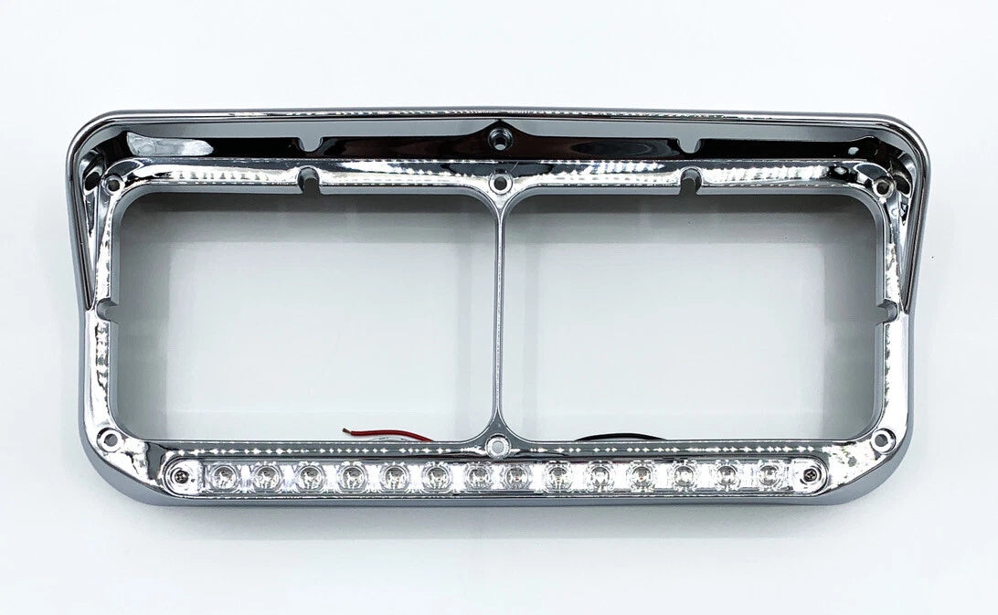Headlight Visor Bezels Front Pair with Amber LED for Chrome 4x6 (1990–1999)