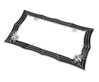 Spider Web License Plate Frame Black Chrome for Cars and Trucks (Universal)