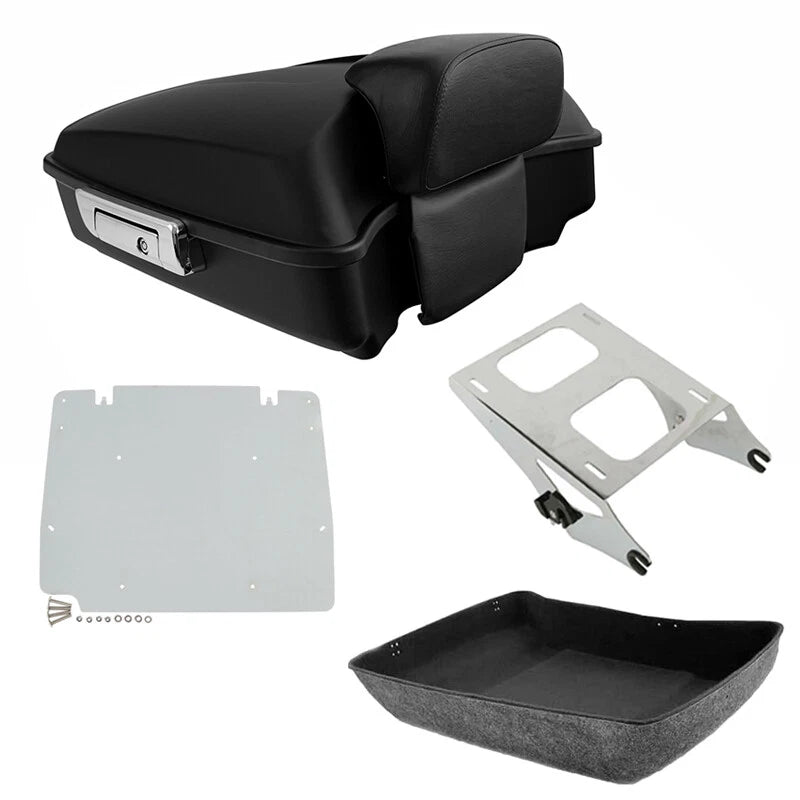 Matte Chopped Tour Trunk Backrest Mount Base Plate for Harley Touring (2014–2026)