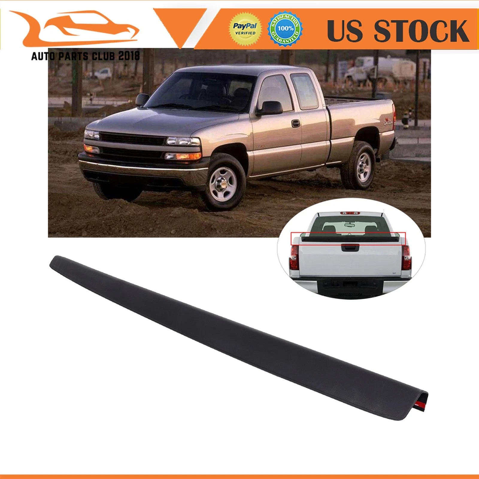 Tailgate Molding Spoiler Protector Cover for Silverado Sierra (1999–2007)