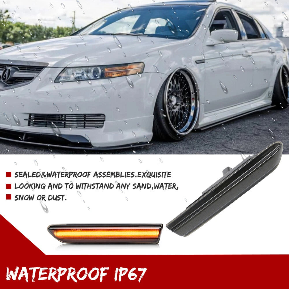 2X Amber LED Front Side Marker Parking Lights for Acura TL (2004–2008)