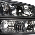 Set of 2 Black Housing Amber Corner Bumper Headlights for Chevrolet Silverado (2003–2006)