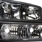 Set of 2 Black Housing Amber Corner Bumper Headlights for Chevrolet Silverado (2003–2006)
