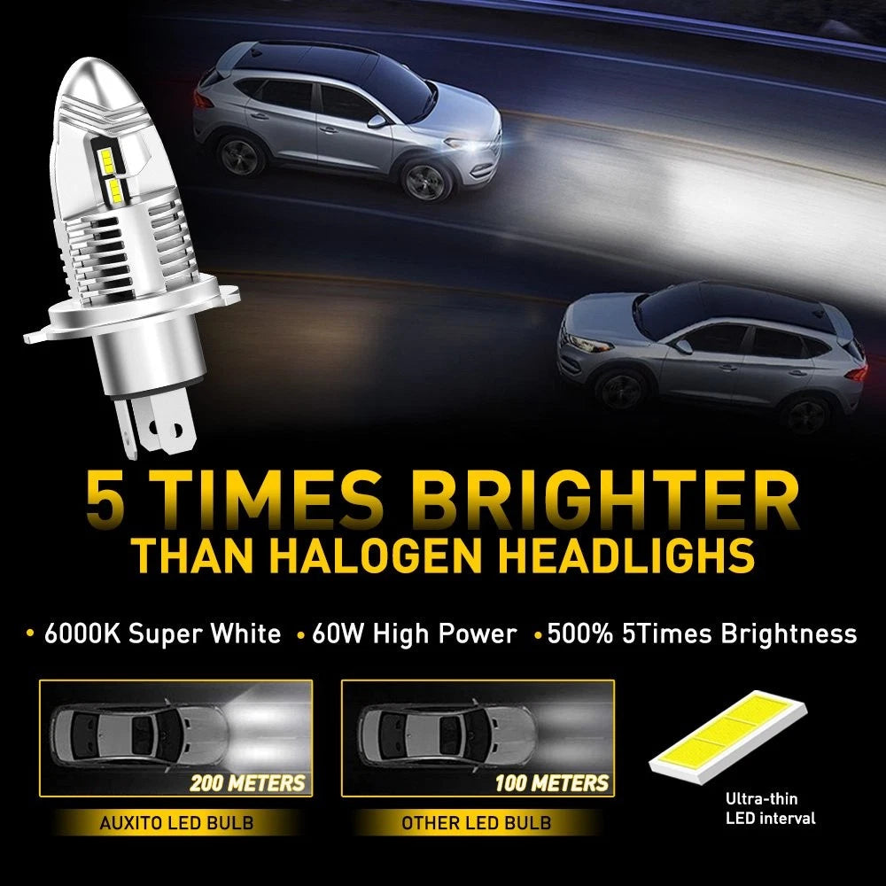 2X AUXITO H4 9003 LED Headlight Bulbs for Hi/Low Conversion Kit (6000K)