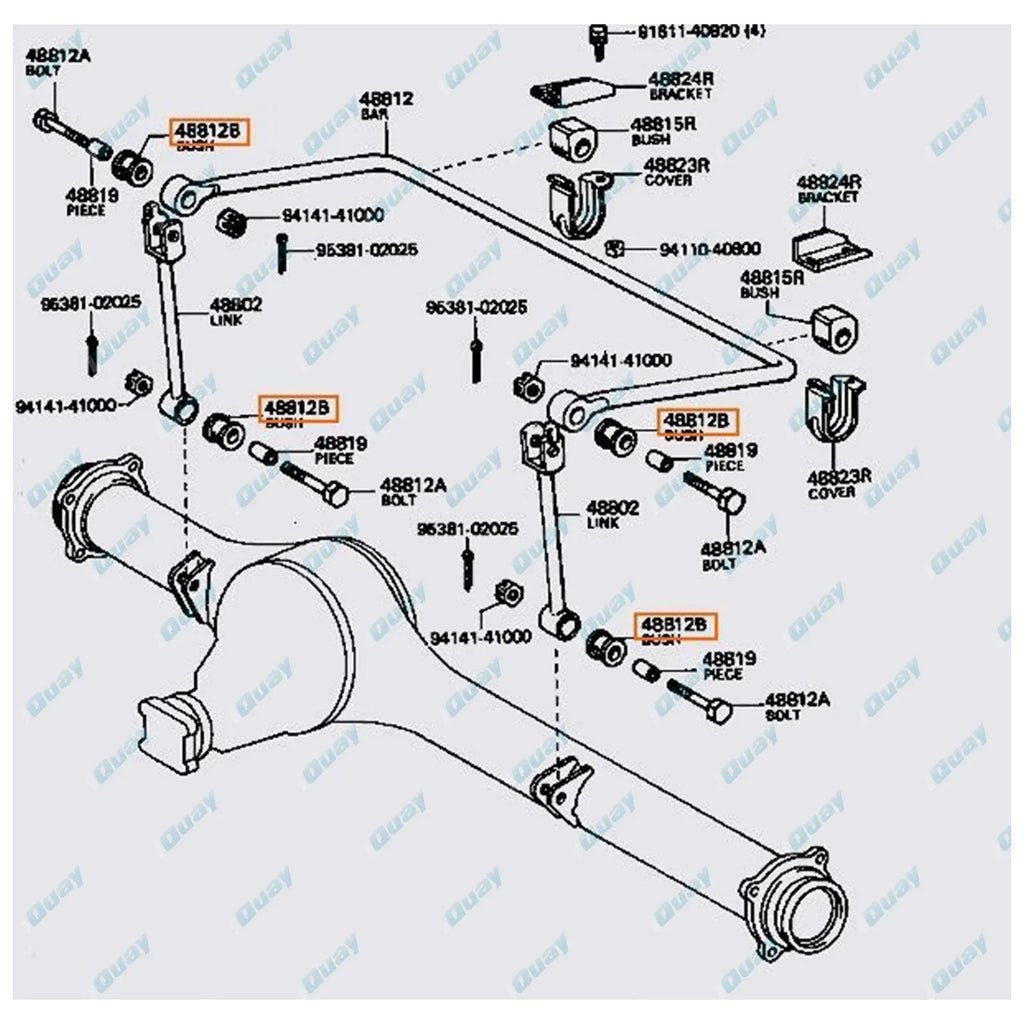 Rear Stabiliser Sway Bar Link Rubber Bush Kit for Landcruiser UZJ100 HDJ100 (1998-2007)