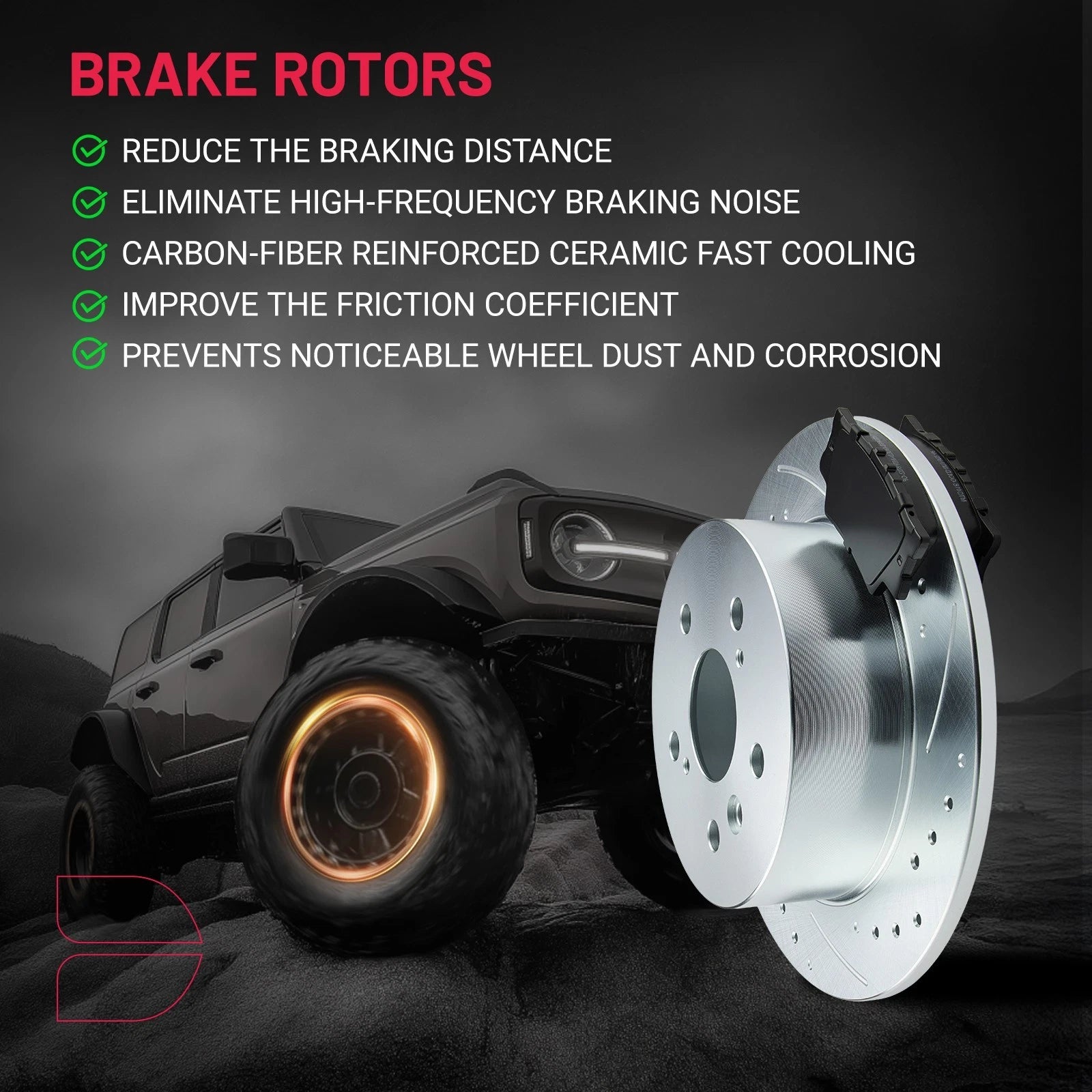 Rear Drilled Brake Rotors and Ceramic Pads for Lexus ES350 (2007-2012)