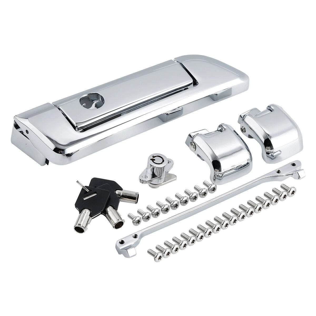 Chrome Trunk Latches Key Hinges for Harley Touring Road King Glide (2014–2024)