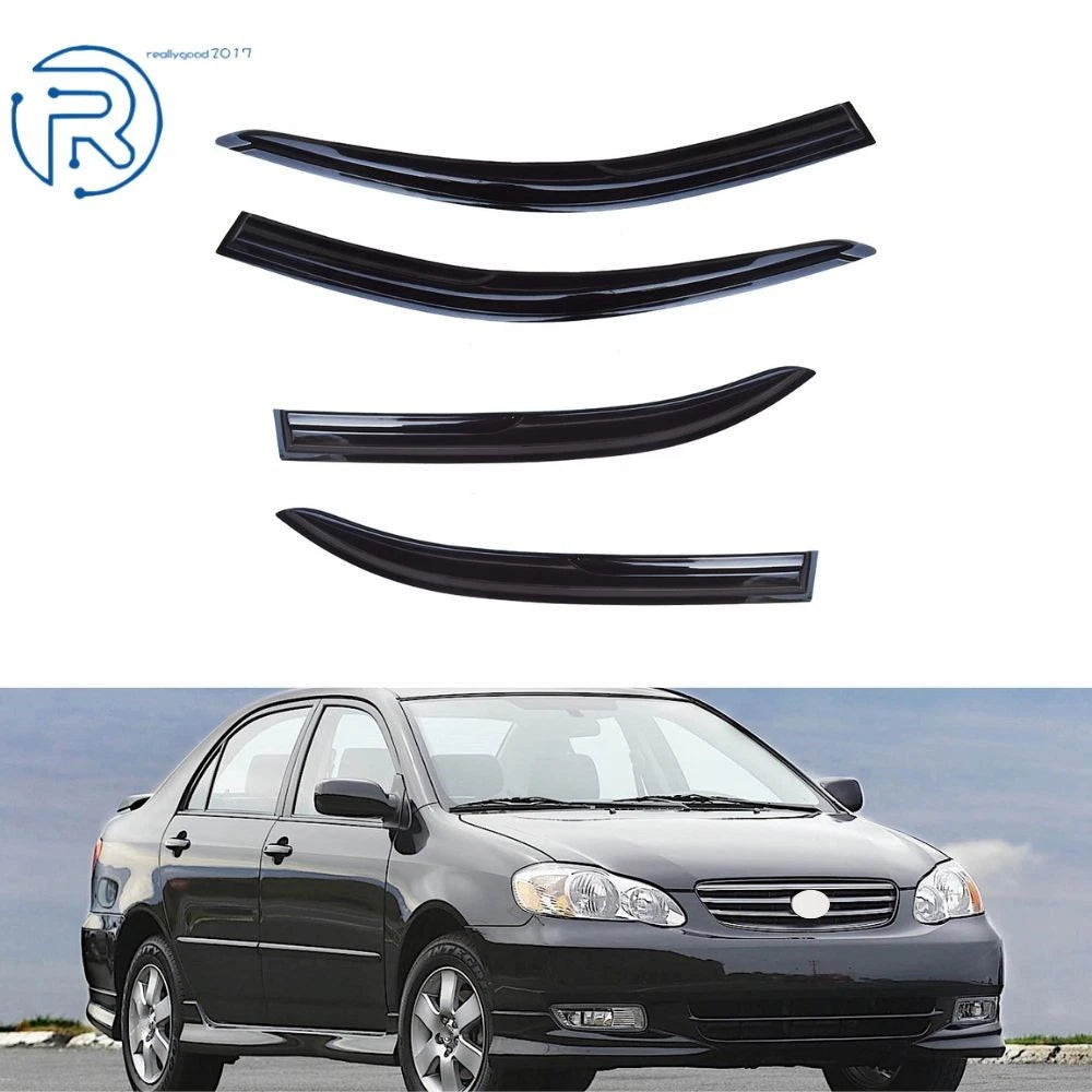 Set of 4 Window Visors for Toyota Corolla (2003–2008) 3D Wavy Design