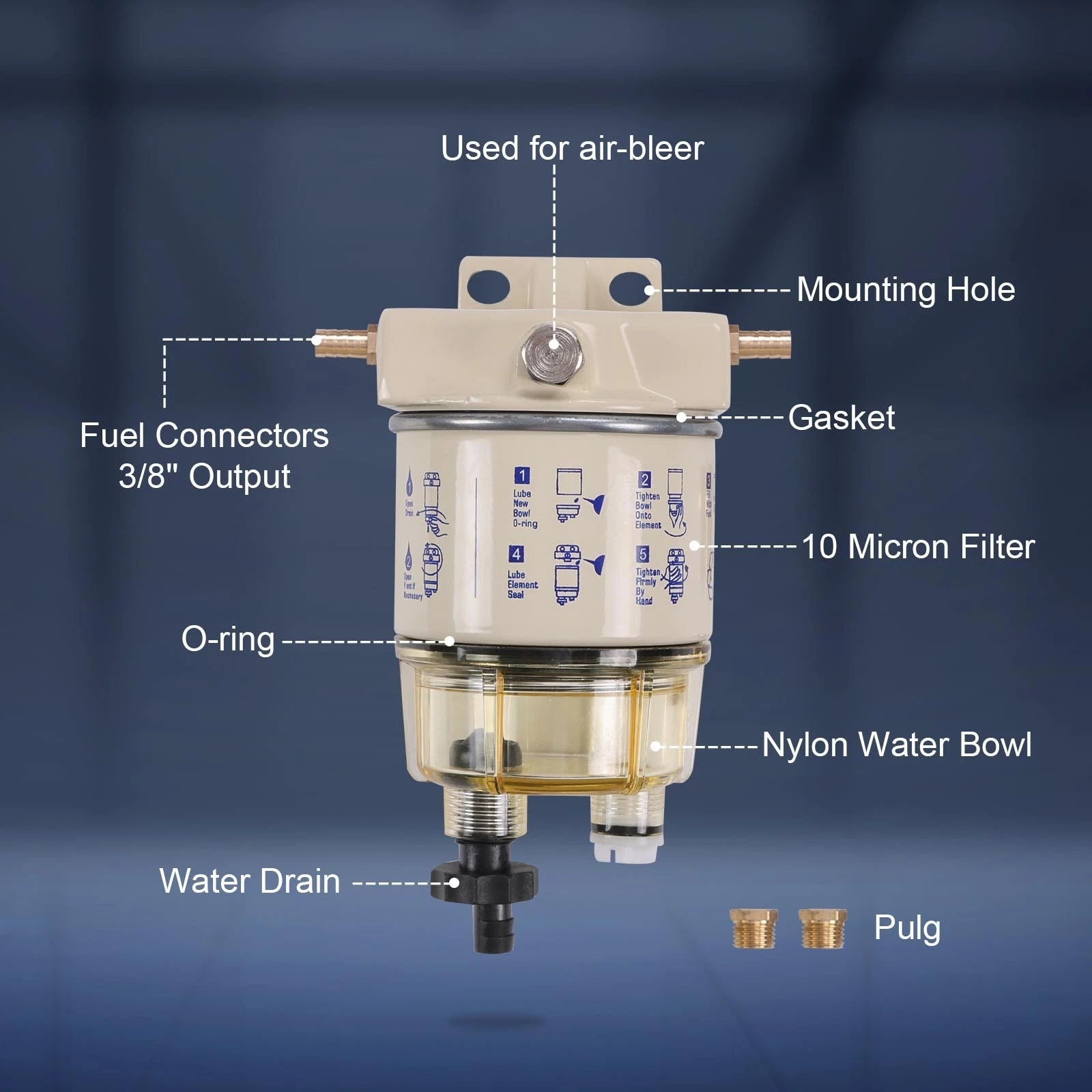 Fuel Filter Water Separator for R12T Marine (NPT ZG1/4-19)