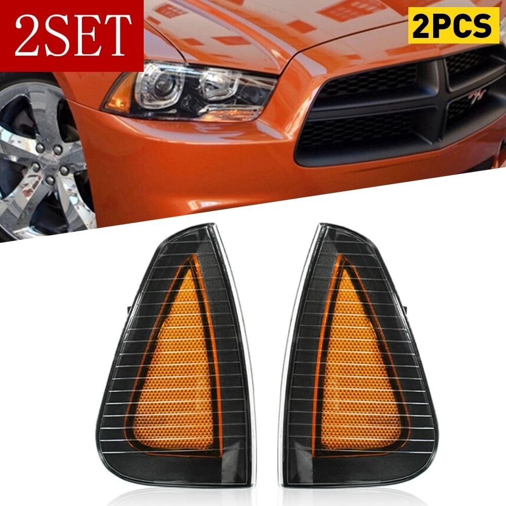 Set of 2 Black Corner Signal Lights for Dodge Charger (2006–2010)