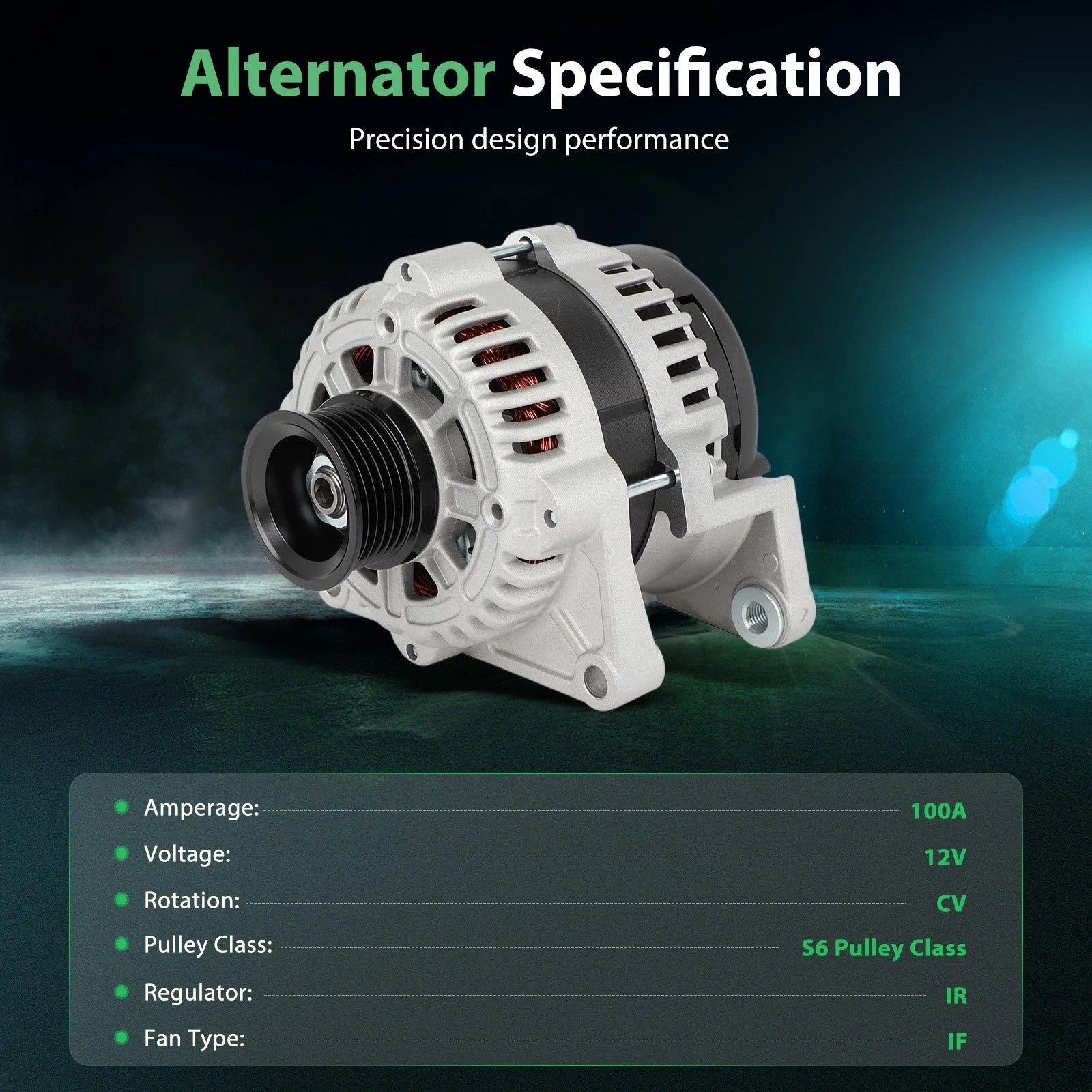 100Amp Alternator with 6-Groove Pulley for Chevrolet Sonic (2012–2018)