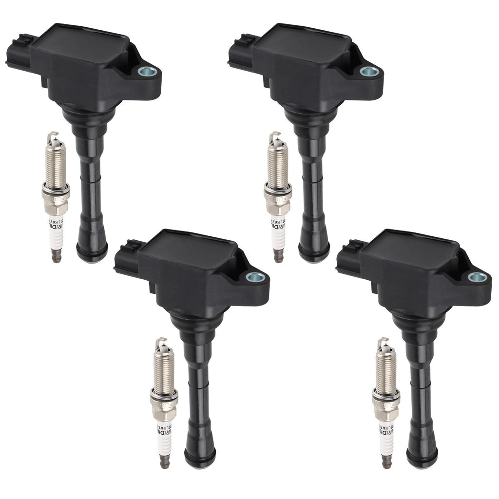 Set of 4 Ignition Coils and Spark Plugs for Nissan Juke (2011–2017)