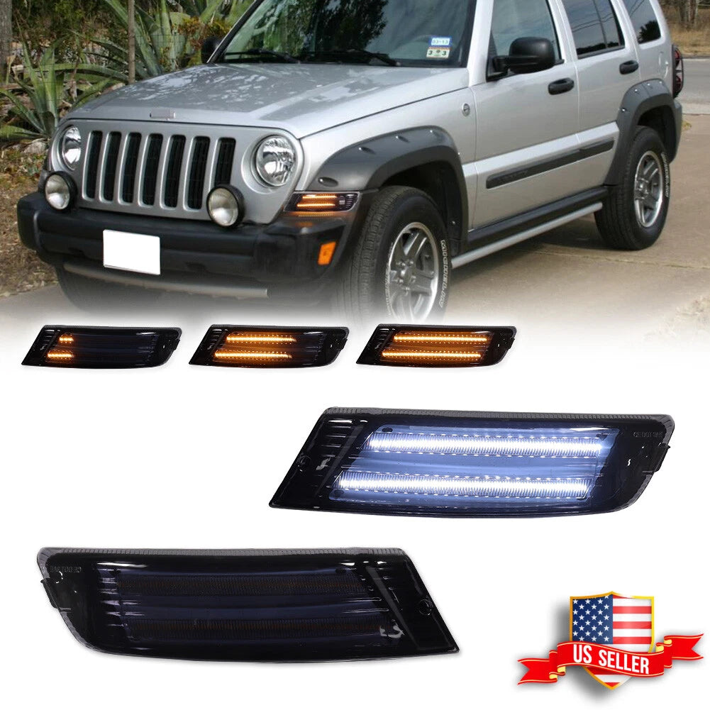 Smoke LED Front Bumper Signal Lights for Jeep Liberty (2005–2007)