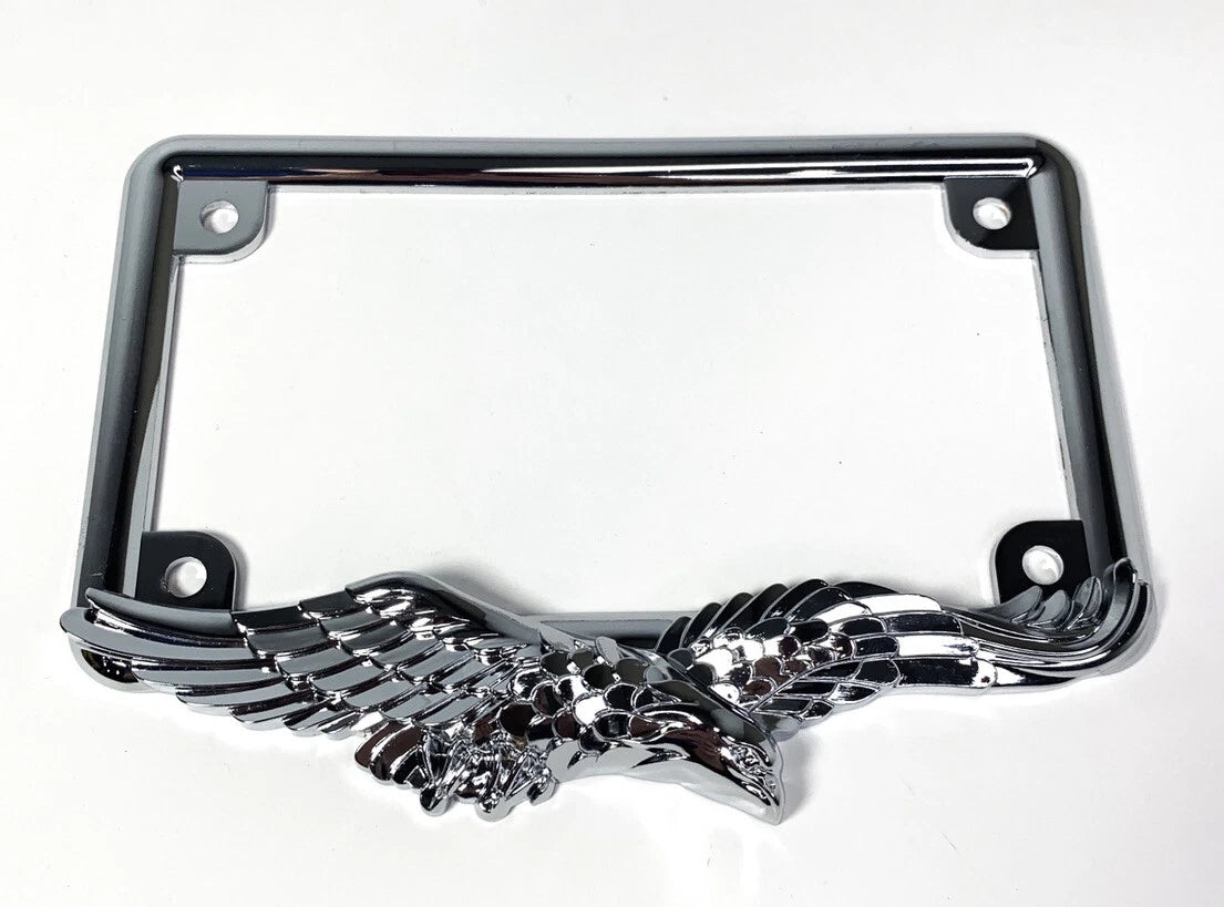 Chrome American Eagle License Plate Tag Frame Holder for Harley Davidson (2008–2024)