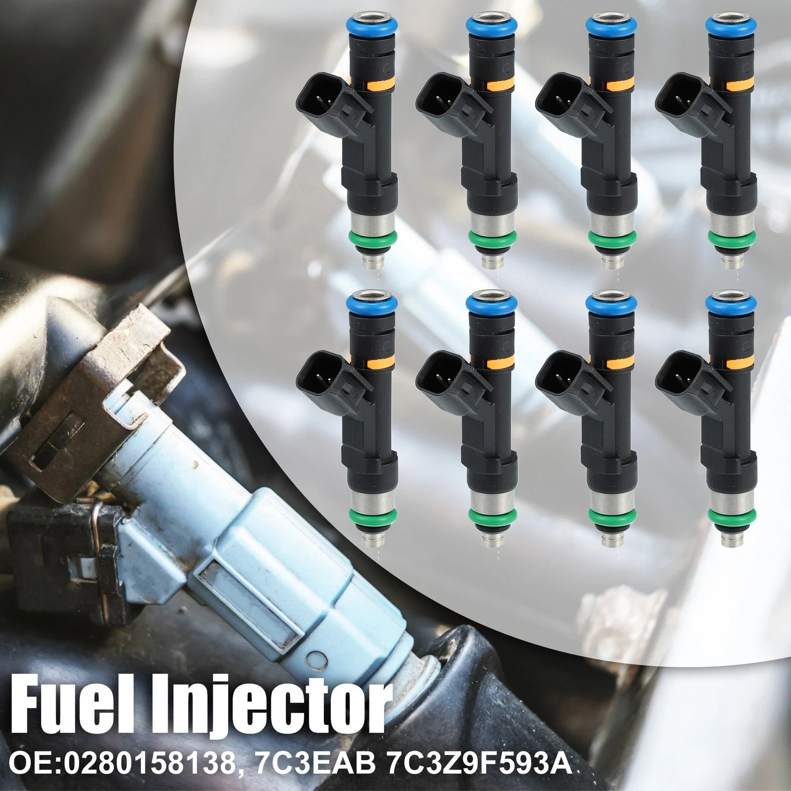 Set of 8 Fuel Injectors 0280158138 for Ford F-150 (2007–2008)