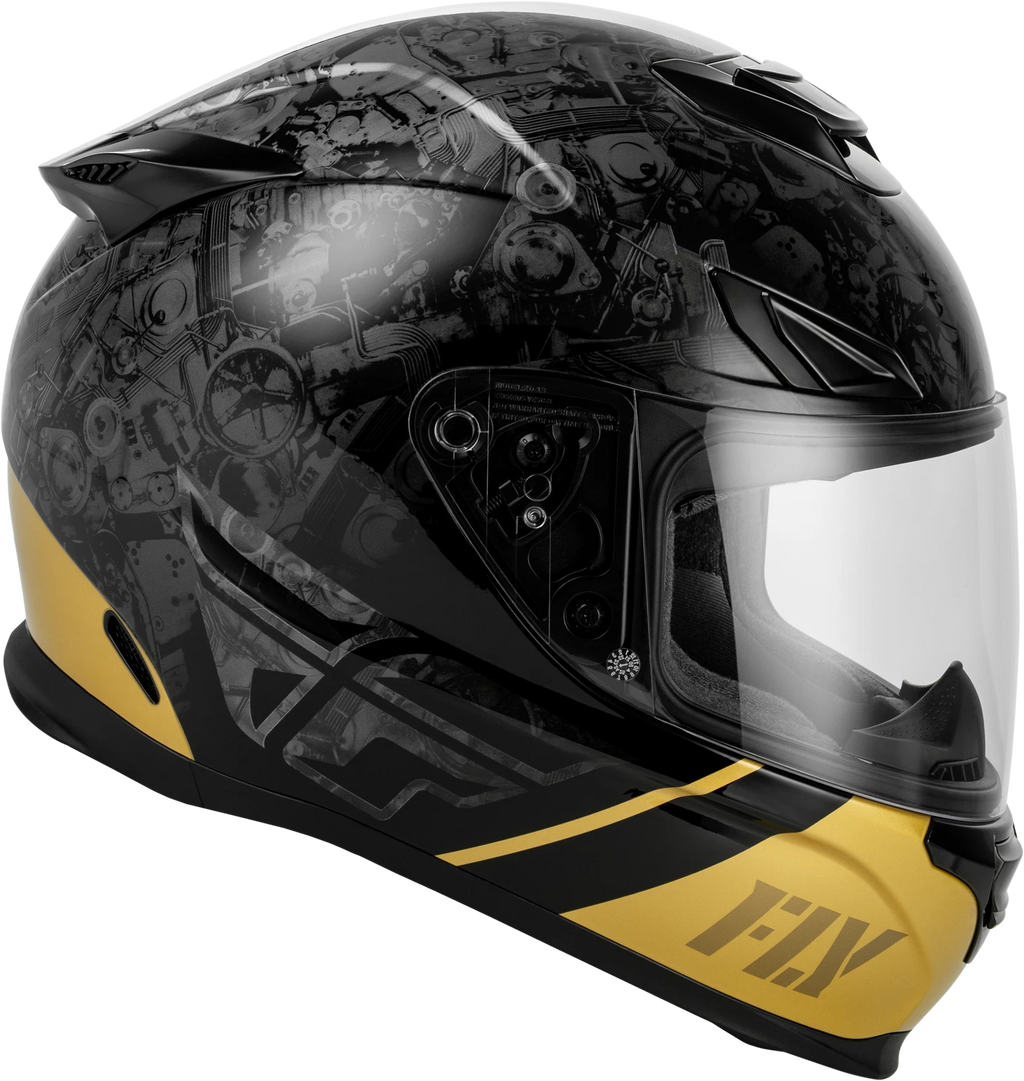 Fly Racing Sentinel Mech Full-Face Helmet for Street (Large, Black/Grey/Gold)