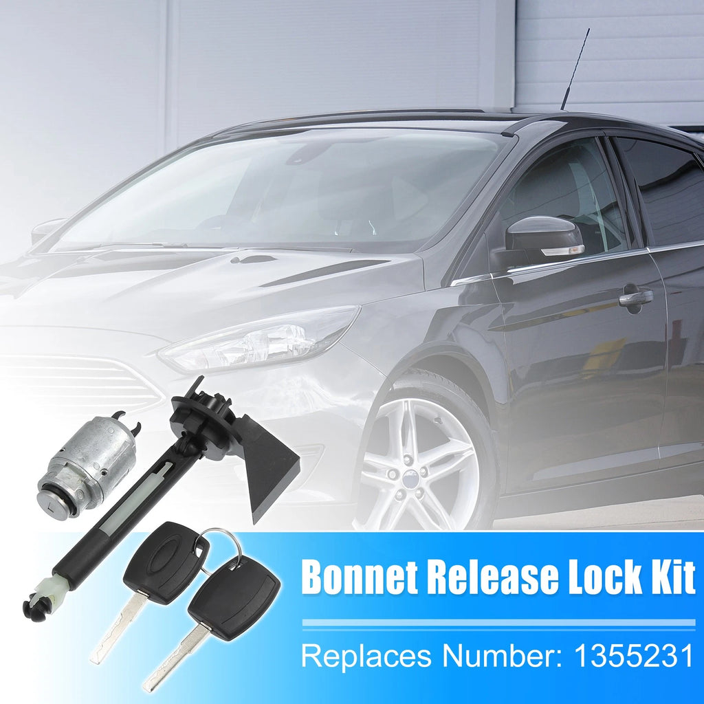 Set of 1 Bonnet Release Lock Kit with Latch & 2 Keys for Ford Focus (2004–2012)