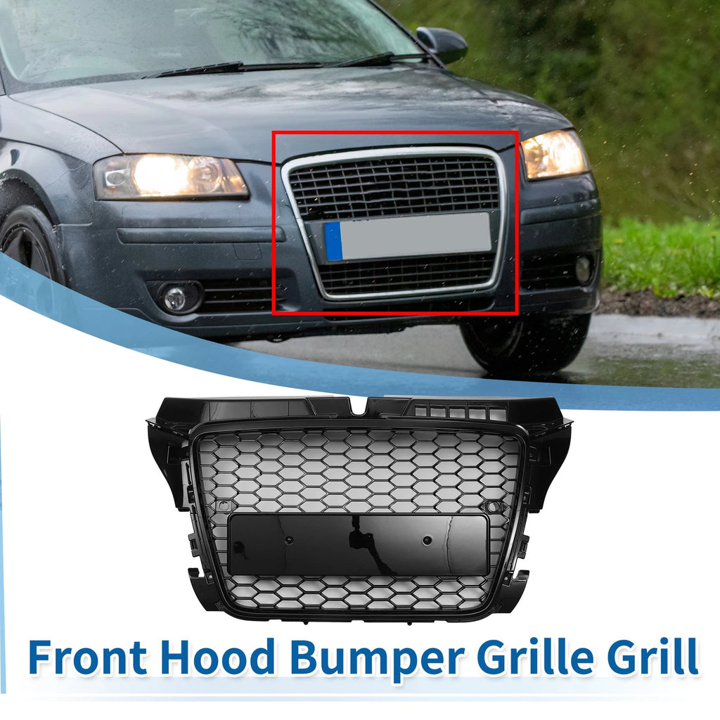 Front Upper Bumper Grille Grill for Audi A3 (2008–2012) 8P0853651M Black
