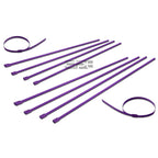 Set of 10 12" 5mm Stainless Purple Self-Locking Zip Ties for Universal Use