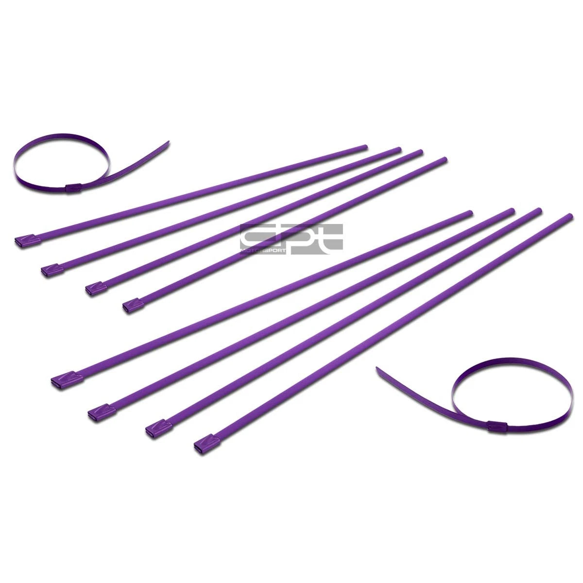 Set of 10 12" 5mm Stainless Purple Self-Locking Zip Ties for Universal Use