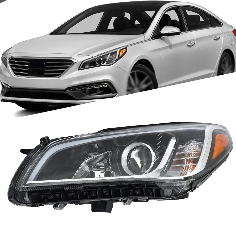 Driver Side Headlight Assembly for Hyundai Sonata (2015–2017) Halogen Clear