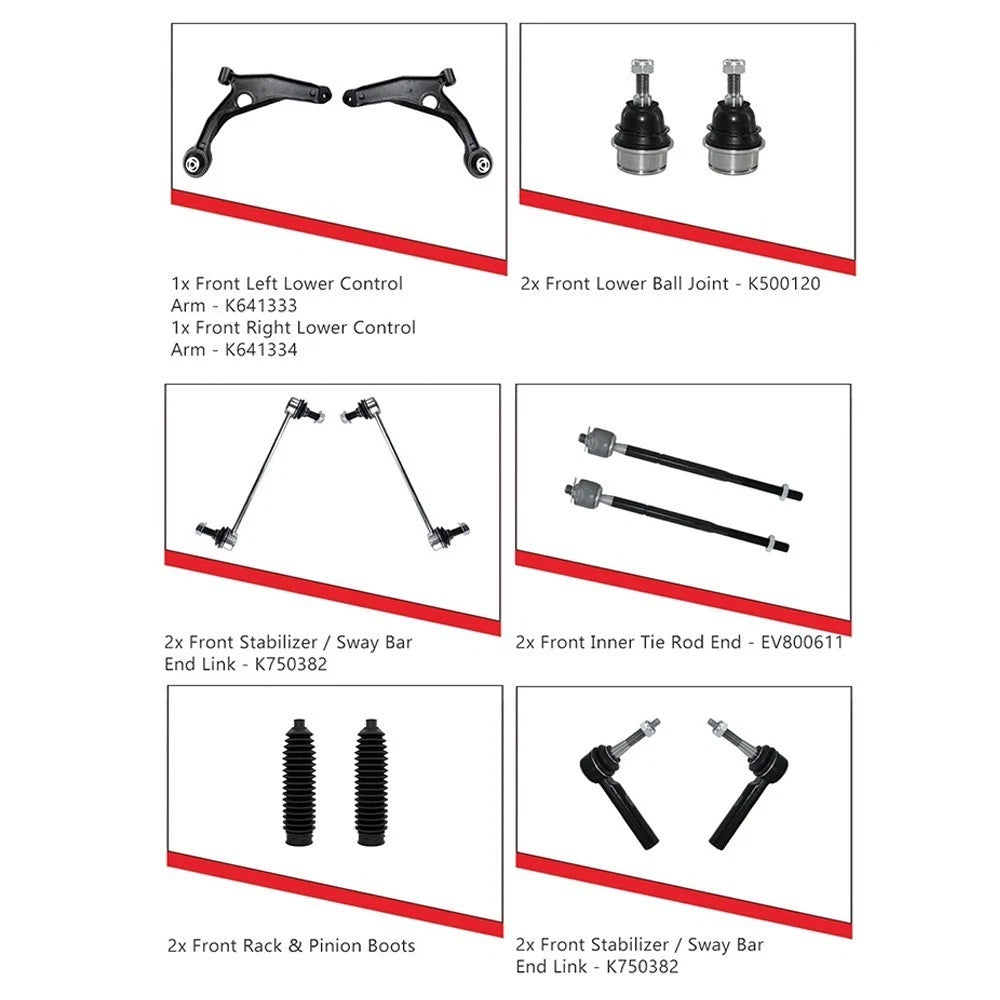 12Pcs Front Control Arm w/Ball Joint & Sway Bar Kit for Dodge Journey (2009–2020)