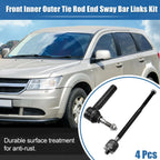Set of 4 Front Inner Outer Tie Rod End Links EV80645 ES800408 for Dodge Caliber (2007–2012)