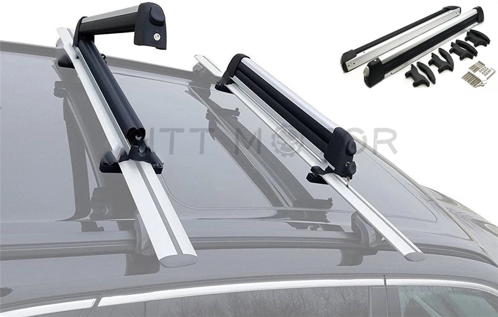 Rooftop SnowRack Plus Ski Rack for Cars (Fits 6 Pair Skis, 4 Snowboards)